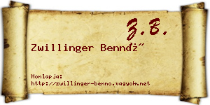 Zwillinger Bennó névjegykártya